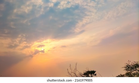 Beautiful Clear Evening Sky With White Clouds