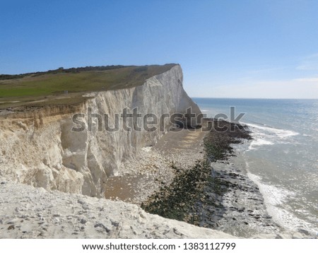 Similar – Image, Stock Photo White rock cliff called Stairs of the Turks or Scala dei Turchi at the mediterranean sea coast with beach, Realmonte, Sicily, Italy