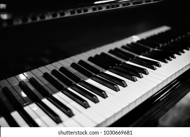 Beautiful close-up of piano keys 