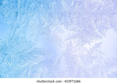 Beautiful Closeup Winter Window Pane Coated Shiny Icy Frost Patterns 