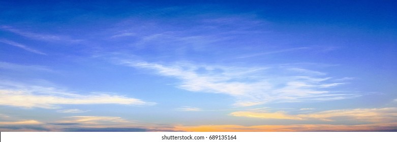 Beautiful Clouds With Blue Sky Background. Nature Weather, Cloud Blue Sky And Sun