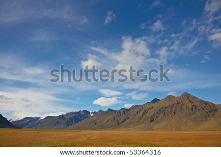Beautiful clouds over the mountains, Kalfafell, East Fjords, Iceland