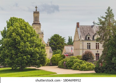 Beautiful Cloudscape And Blue Sky Over Chateau Chambord .
Castle With Very Distinctive French Renaissance Architecture