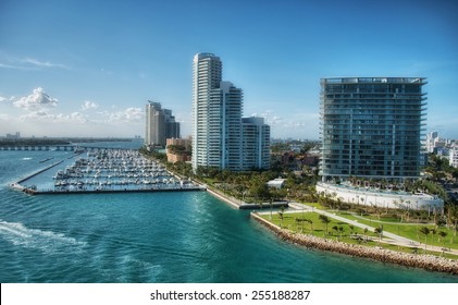 Beautiful Coast And Buildings Of Florida - Miami.