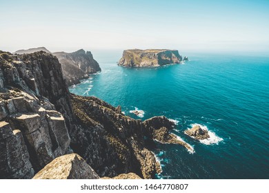 Beautiful Coast Landscape Of Tasman National Park In Tasman Peninsula, Tasmania, Australia.