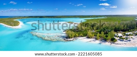 The beautiful coast of Long Island, Bahamas, with turquoise sea, lagoon and the finest, sandy beaches in the Caribbean