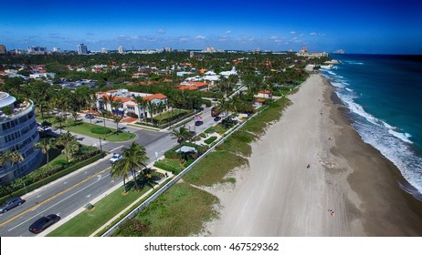 Beautiful Coast Of Palm Beach, Aerial View Of Florida.