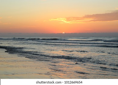 Beautiful Coastal Home On The Sandy Beach, Golden Hour Sunrise, Marsh In South Carolina, USA