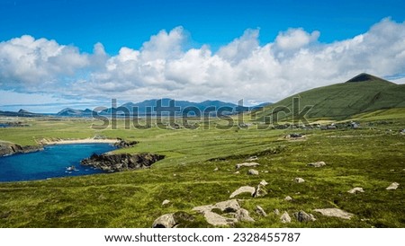 Beautiful Coasts of Kerry, Ireland on a Sunny Day with Clear Blue Skies. Travel Ireland. 