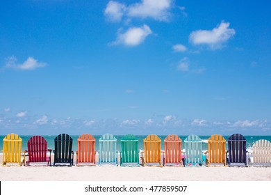 Beautiful color chairs on the beach
