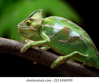 Beautiful color skin of panther chameleon, Adult male panther chameleon on branch, Panther chameleon closeup - Powered by Shutterstock