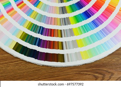 Beautiful Color Swatches Book On Wooden Table