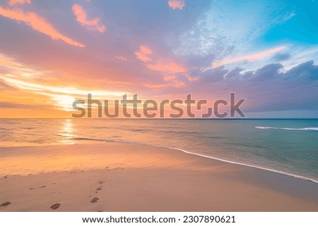 Beautiful colored clouds and beach scenery at morning sunrise