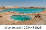 beautiful colored salt lakes in Siwa Oasis in Egypt