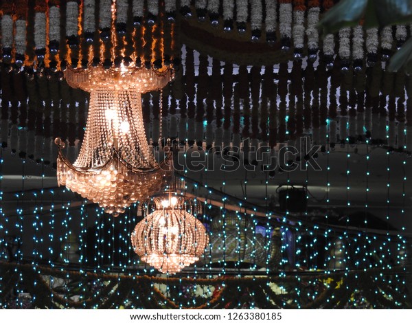 Beautiful Colorful Big Chandelier Light Fixture Stock Image