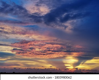 Beautiful Colorful Clouds And Sun Set Rays