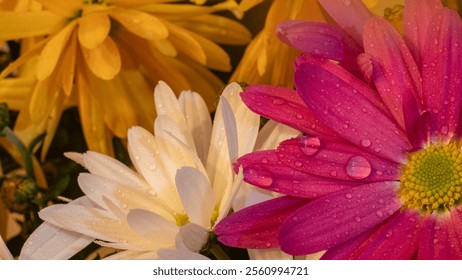 
Beautiful colorful flowers bathed by water drops in macro - Powered by Shutterstock - Get 15% off with code: PIKWIZARD15