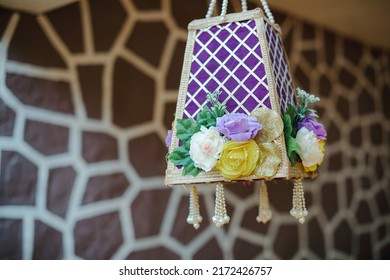 Beautiful colorful handmade wind chimes for Haldi and mehndi decoration...selective focus " " shallow depth of field" " follow focus" or ' blur"
