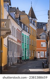 Beautiful Colorful Old Houses in Aalborg, Denmark