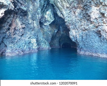 The Beautiful And Colorful Painted Cave At Santa Cruz Island, Channel Islands.