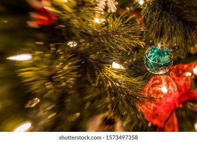 Beautiful Colorful tilt shift Christmas decorations.