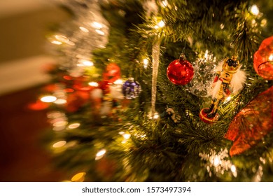 Beautiful Colorful tilt shift Christmas decorations.