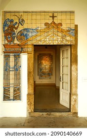 Beautiful Colors Of Tile At Entryway Of National Azulejo Museum Lisbon Portugal