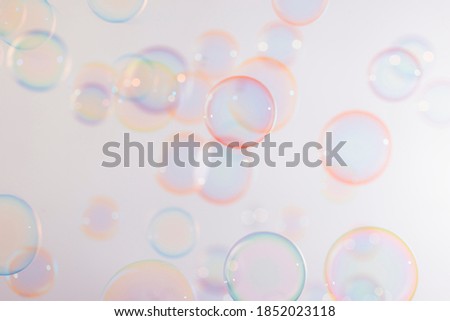 Beautiful colrful blur defocus pink soap bubbles floating in the air. Abstract, Celebration, Natual fresh summer, Chrimas holiday background.