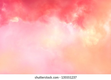 Beautiful Coral Sky With Pink And Red Clouds