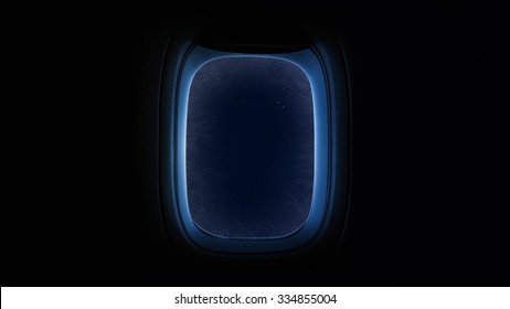 Beautiful Cosmos In Space Ship Window Porthole. Elements Of This Image Furnished By NASA.