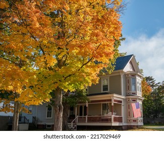 Beautiful Country Home In New England During Autumn