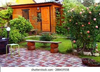 beautiful country yard and garden on summer time