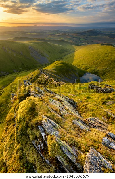 Beautiful Countryside Sunrise On Mountain Ridge,\
Blencathra, Lake District,\
UK.	