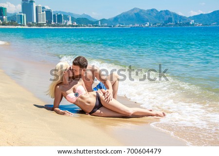 beautiful couple at the beach
