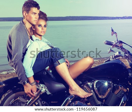 Similar – Image, Stock Photo motorbike on the beach