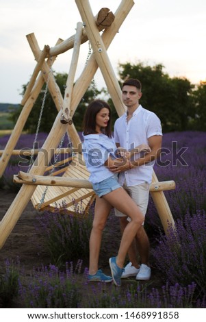 beautiful couple in lavender field