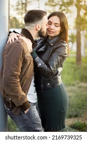 Beautiful Couple In Love On Romantic Dating, Sensual Relationship And Desire Of Lovers, Young Man And Woman Having Fun Together Outdoors, Happy Family Life And Candid Lifestyle, Vertical Image