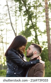 Beautiful Couple In Love On Romantic Dating, Sensual Relationship And Desire Of Lovers, Young Man And Woman Having Fun Together Outdoors, Happy Family Life And Candid Lifestyle, Vertical Image