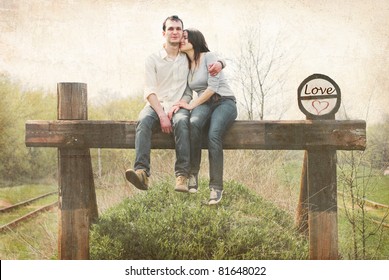 Beautiful Couple In Love. Vintage Photo