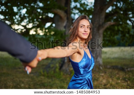 Beautiful couple outdoor, portrait with selective focus