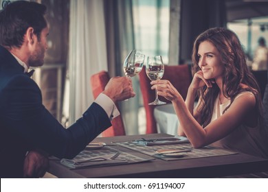 Beautiful couple in a restaurant