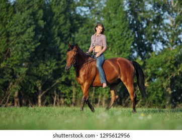 Beautiful Cowgirl Bareback Ride Her Horse Stock Photo 1295612956 ...