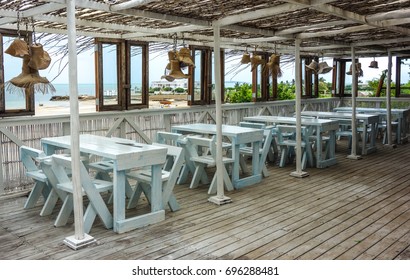 Beautiful And Cozy Beach Bar View Next To The Ocean In Mozambique, Africa