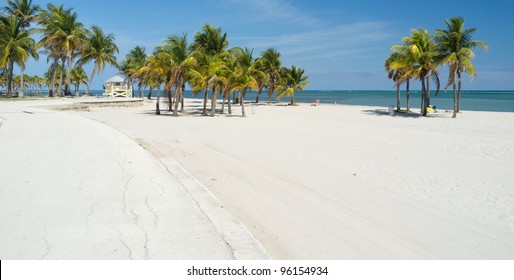 Beautiful Crandon Park Beach In Key Biscayne In Miami.