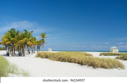 Beautiful Crandon Park Beach In Key Biscayne In Miami.