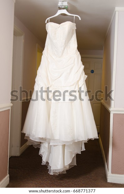 Beautiful Cream Clean Wedding Dress Hanging Stock Photo Edit Now