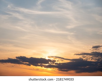 Beautiful Crimson Sky At Sunset. Dramatic Sunset Landscape