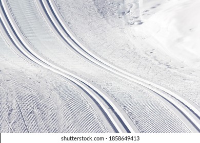 Beautiful cross country ski tracks in the snow during wintertime in the Alps (Filzmoos, Salzburg county, Austria)