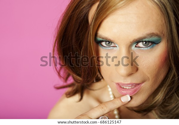 Beautiful Cross Dresser Wearing Nice Dress Royalty Free Stock Image