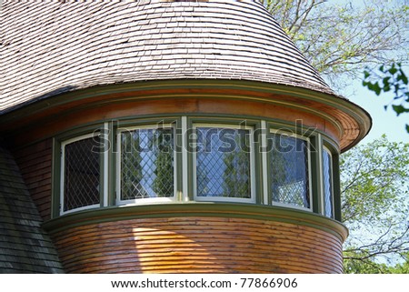 Beautiful curved windows on this Frank Lloyd Wright designed house in Oak Park, Illinois